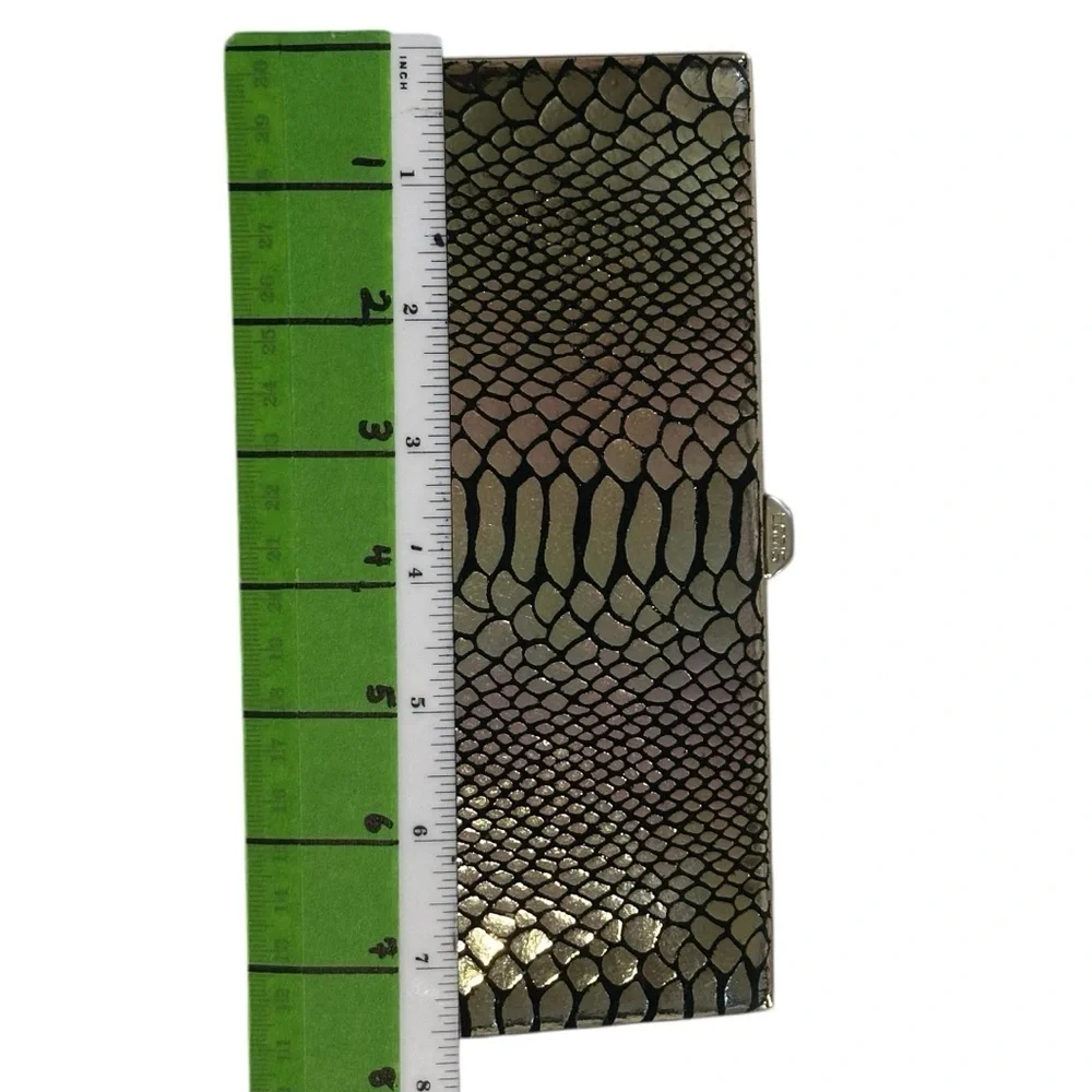 Lodis faux leather snake skin/ python print finish clutch purse.